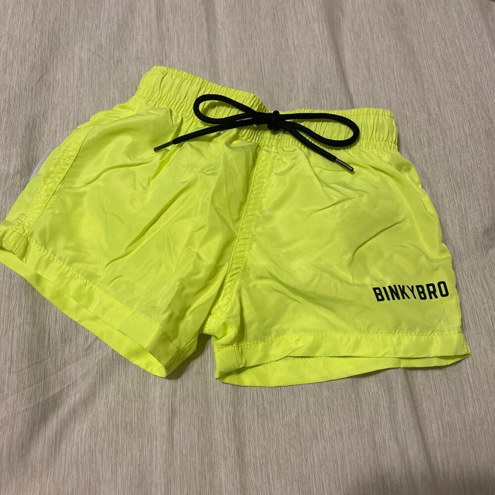 Binky Bro Shipwrecks Swimmie Swim Trunks - Neon Green/Yellow, 6-12 Months